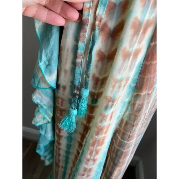 Khush Cold Shoulder Wrap Maxi Dress Boho Resort Vacation Floral L - Picture 5 of 10